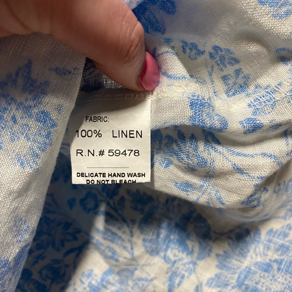 Bellambra Blue & White Floral 100% Linen Top - Picture 5 of 8